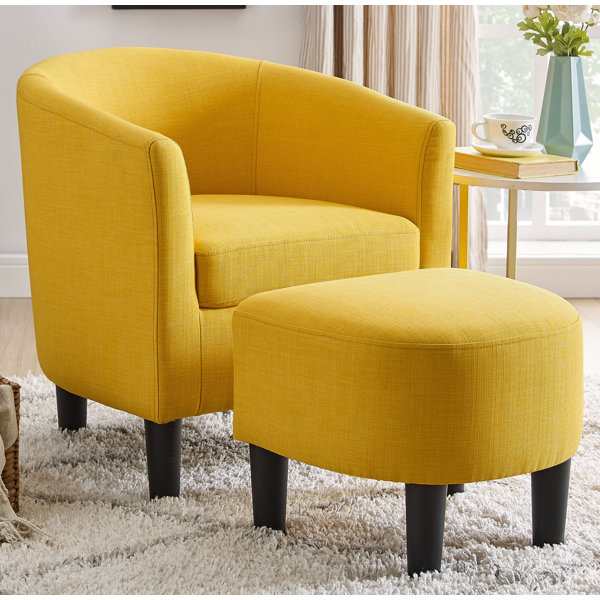 Latitude Run® Jazouli 25.5" Wide Linen Barrel Chair and Ottoman